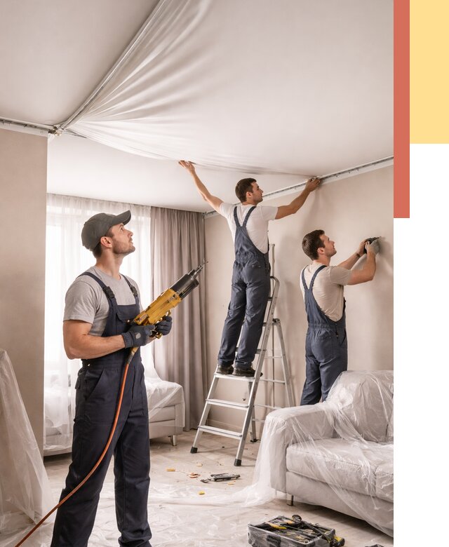 Установка натяжного потолка в Волхове от 4711 руб. | Быстро и недорого — ОТДЕЛОЧНИК-Влх