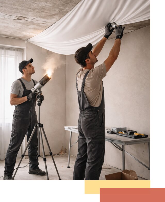 Установка натяжного потолка под ключ в Волхове