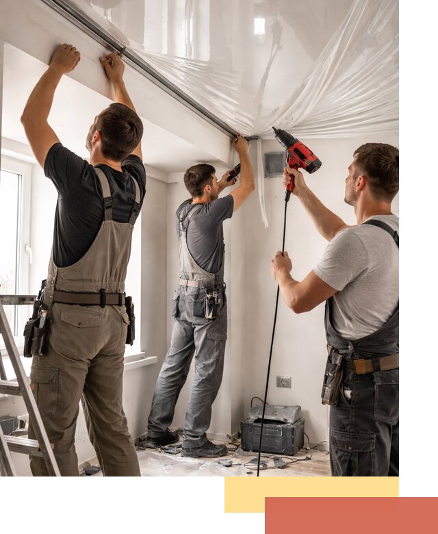 Монтаж глянцевого натяжного потолка в Волхове быстро и качественно