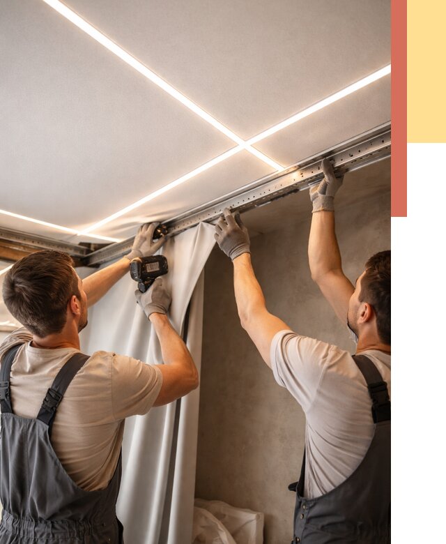 Монтаж натяжного потолка со световыми линиями в Волхове от 1256 руб. | ОТДЕЛОЧНИК-Влх