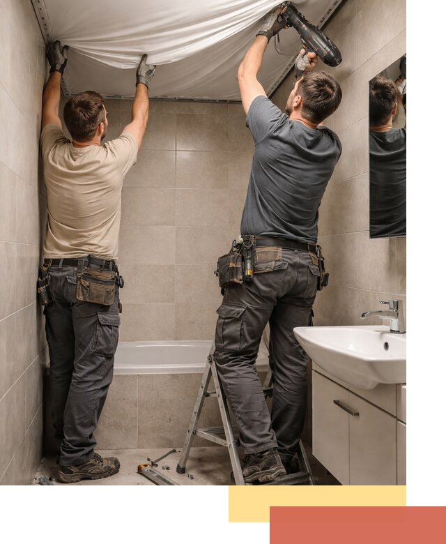 Монтаж натяжного потолка в ванной в Волхове быстро и качественно