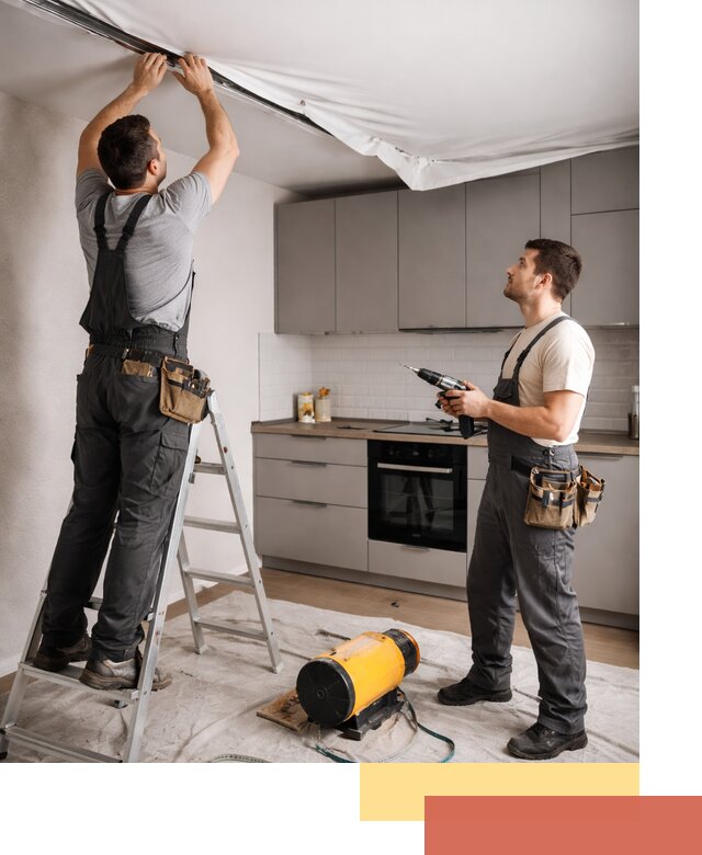 Монтаж натяжного потолка на кухне в Волхове