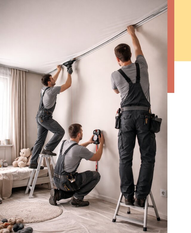 Монтаж натяжного потолка в детской в Волхове от 3664 руб. — быстро и недорого | ОТДЕЛОЧНИК-Влх