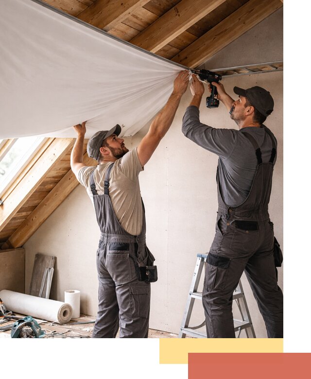 Монтаж натяжного потолка в мансарде в Волхове