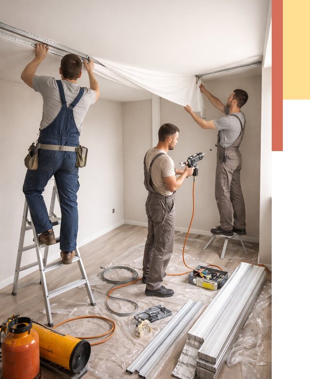 Монтаж натяжного потолка в студии в Волхове от 5757 руб. — быстро и недорого | ОТДЕЛОЧНИК-Влх