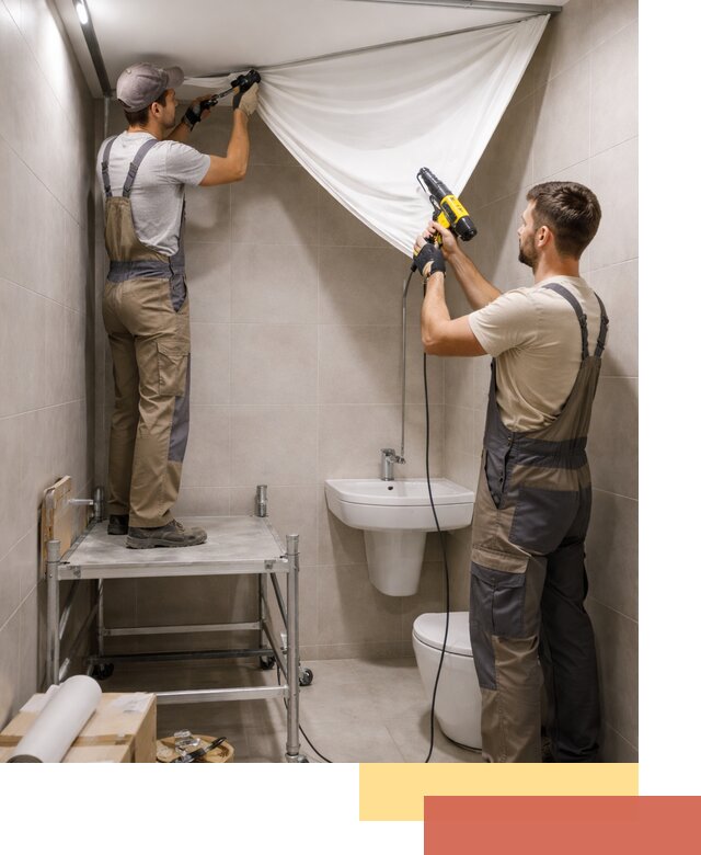 Монтаж натяжного потолка в санузле в Волхове