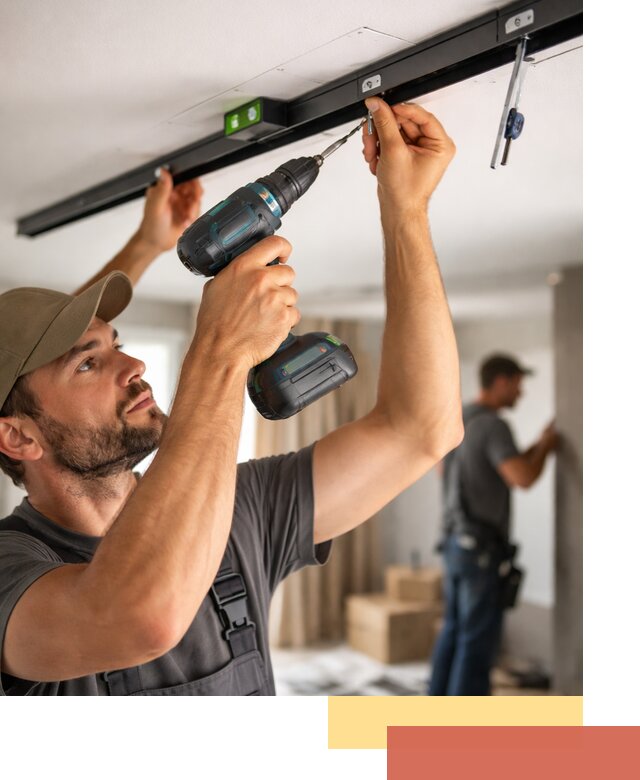 Установка трековых светильников в натяжной потолок в Волхове