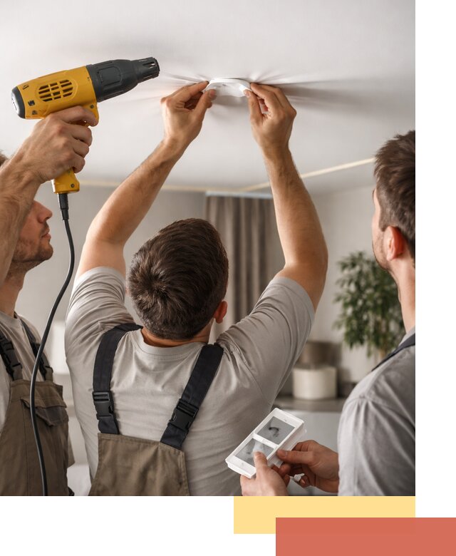 Ремонт прокола полотна натяжного потолка в Волхове