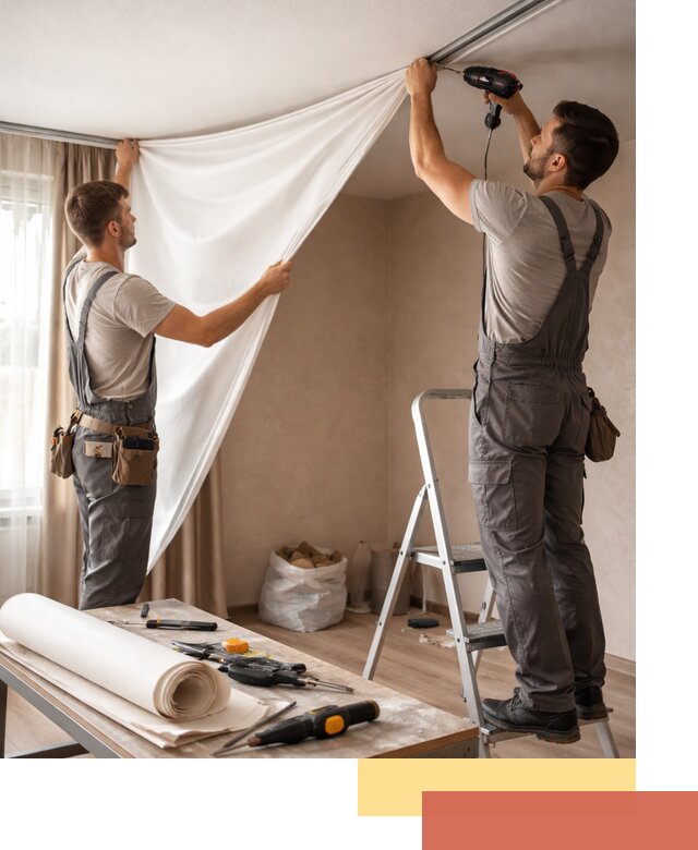 Замена полотна натяжного потолка в Волхове быстро и качественно