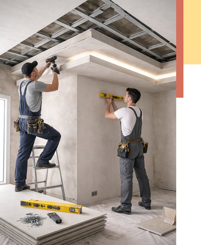 Двухуровневый потолок из гипсокартона в Волхове от 1518 руб. под ключ | ОТДЕЛОЧНИК-Влх