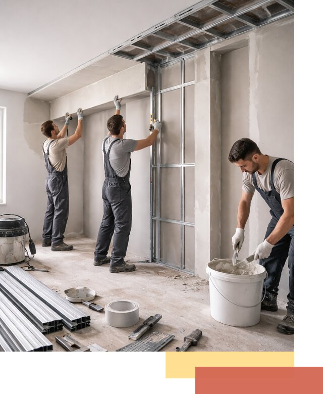 Монтаж потолка из гипсокартона с нишей в Волхове