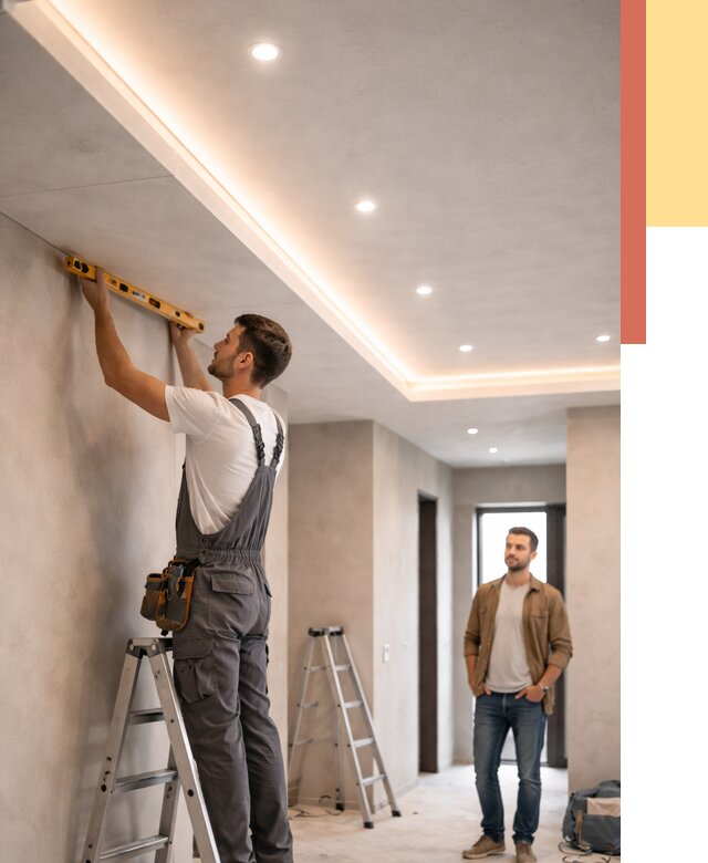 Потолок из гипсокартона с подсветкой в Волхове от 785 руб./м2 под ключ | ОТДЕЛОЧНИК-Влх