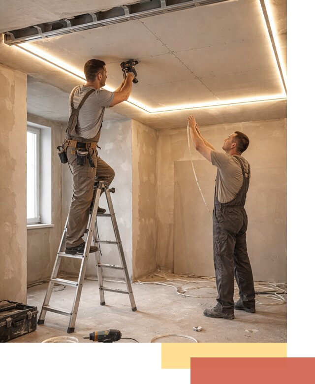 Потолок из гипсокартона с подсветкой в Волхове