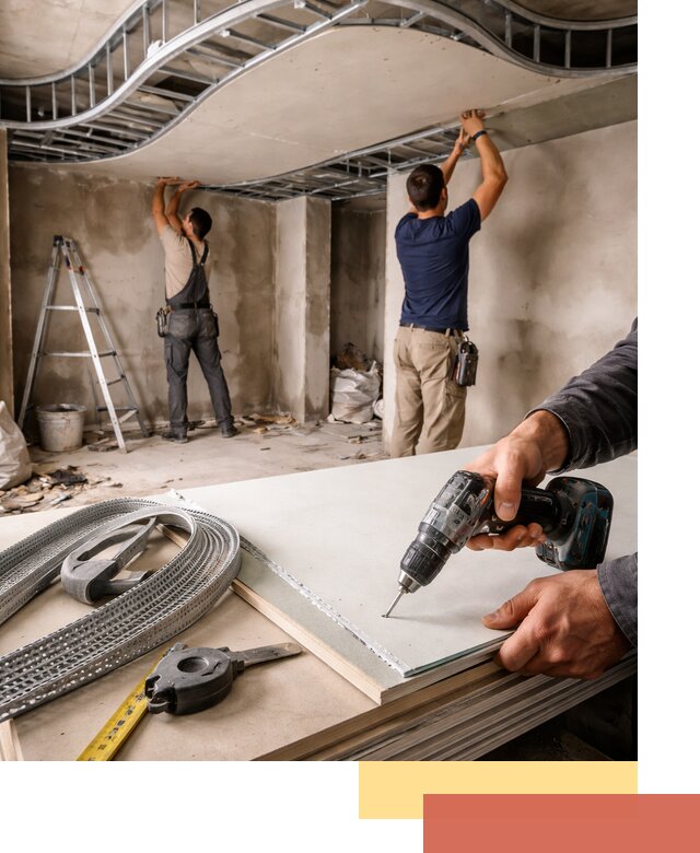 Криволинейный потолок из гипсокартона в Волхове — монтаж и отделка