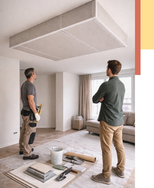 Короб на потолке из гипсокартона в Волхове от 2303 руб. — монтаж и услуги под ключ | ОТДЕЛОЧНИК-Влх