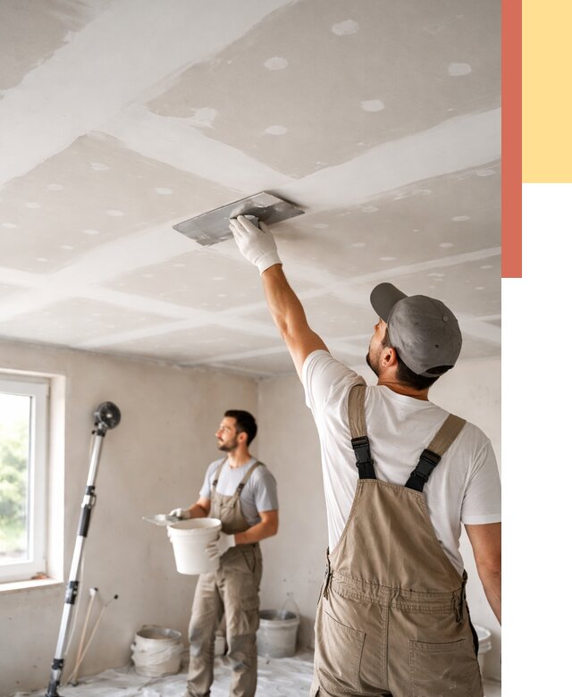 Шпаклевка потолка из гипсокартона в Волхове от 3350 руб./м2 — услуги под ключ | ОТДЕЛОЧНИК-Влх