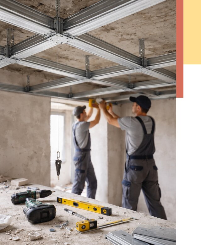 Монтаж каркаса потолка из профиля в Волхове от 4711 руб. — услуги ОТДЕЛОЧНИК-Влх
