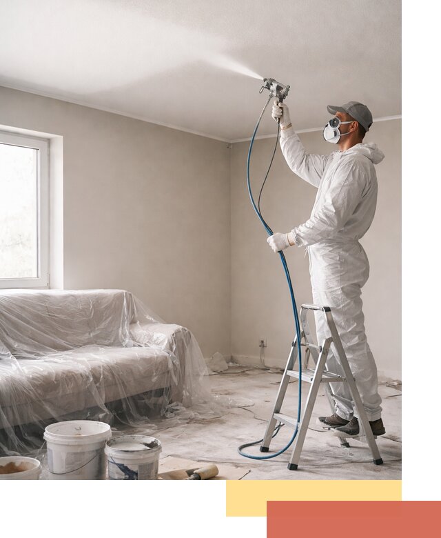 Покраска потолка краскопультом в Волхове быстро и качественно